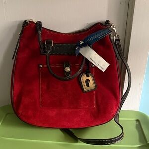 Dooney & Bourke Red Suede Tear Drop Hobo